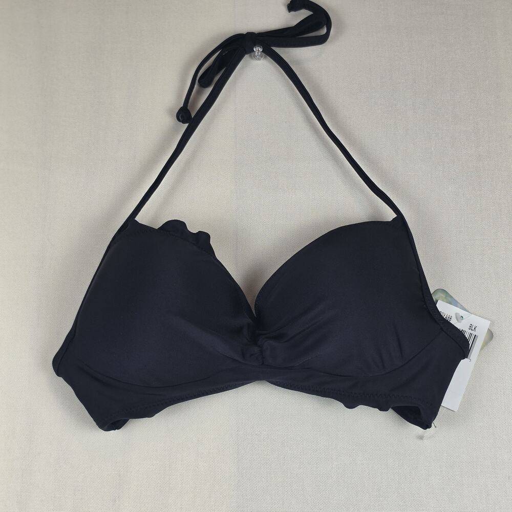 Hobie Women's Black Underwire Halter Bikini Top Size S Padded Swimwear NWT $47